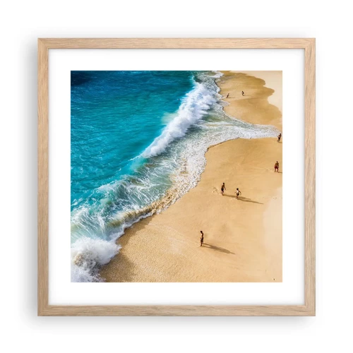 Een poster in een licht eiken lijst - En dan de zon, het strand… - 40x40 cm