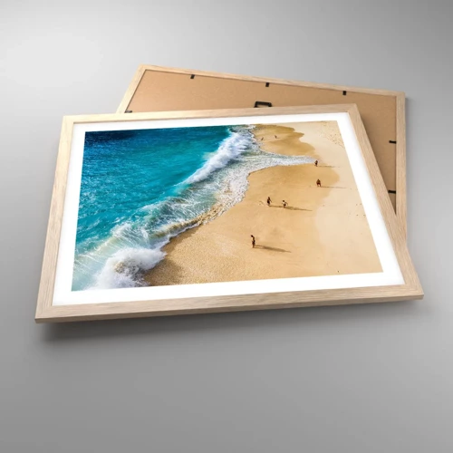 Een poster in een licht eiken lijst - En dan de zon, het strand… - 50x40 cm