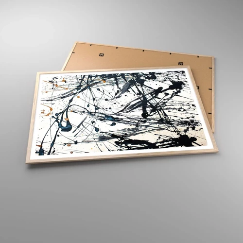 Een poster in een licht eiken lijst - Expressionistische abstractie - 100x70 cm