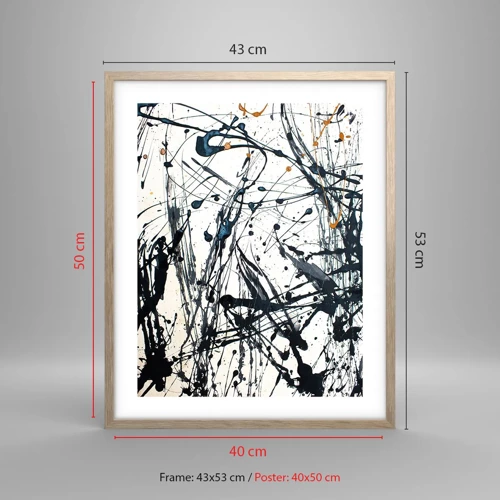 Een poster in een licht eiken lijst - Expressionistische abstractie - 40x50 cm