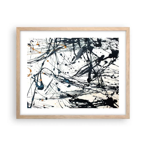 Een poster in een licht eiken lijst - Expressionistische abstractie - 50x40 cm