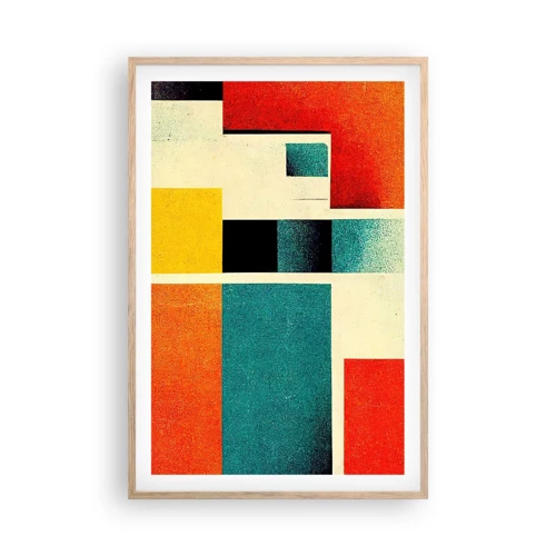 Een poster in een licht eiken lijst - Geometrische abstractie – goede energie - 61x91 cm