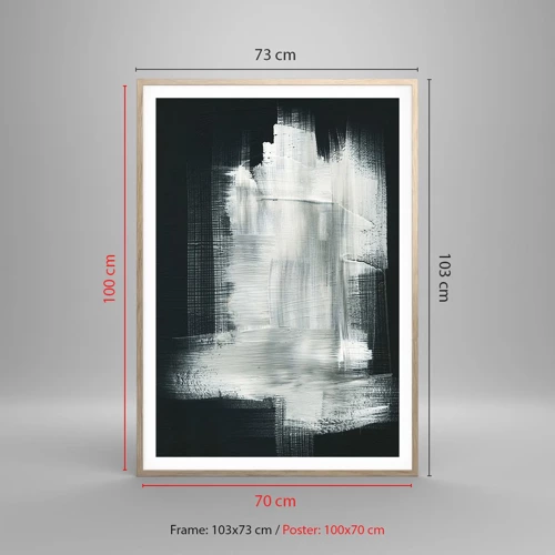 Een poster in een licht eiken lijst - Geweven van verticaal en horizontaal - 70x100 cm