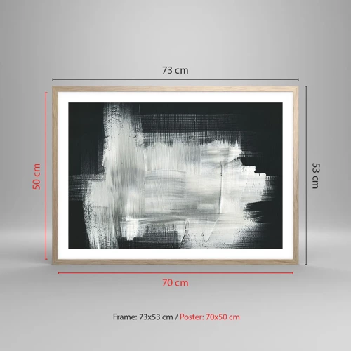 Een poster in een licht eiken lijst - Geweven van verticaal en horizontaal - 70x50 cm