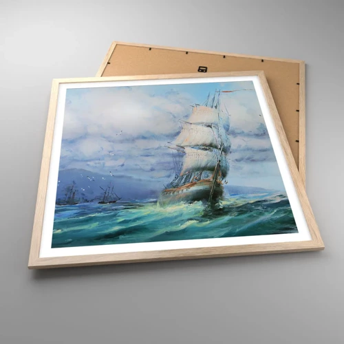 Een poster in een licht eiken lijst - Goede wind - 60x60 cm