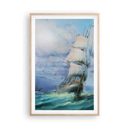 Een poster in een licht eiken lijst - Goede wind - 61x91 cm