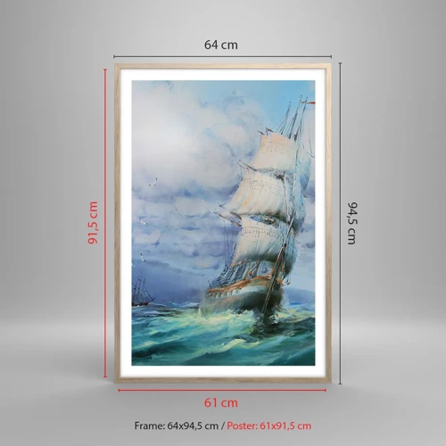 Een poster in een licht eiken lijst - Goede wind - 61x91 cm