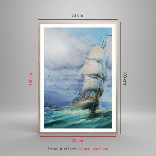 Een poster in een licht eiken lijst - Goede wind - 70x100 cm