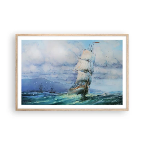 Een poster in een licht eiken lijst - Goede wind - 91x61 cm