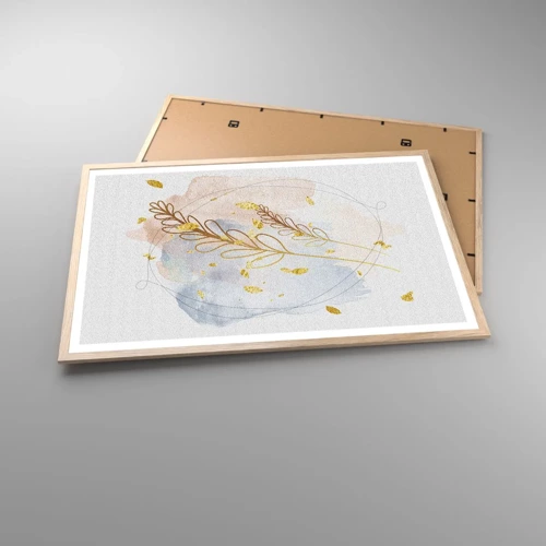 Een poster in een licht eiken lijst - Gouden explosie - 91x61 cm