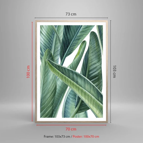 Een poster in een licht eiken lijst - Groen zelf - 70x100 cm
