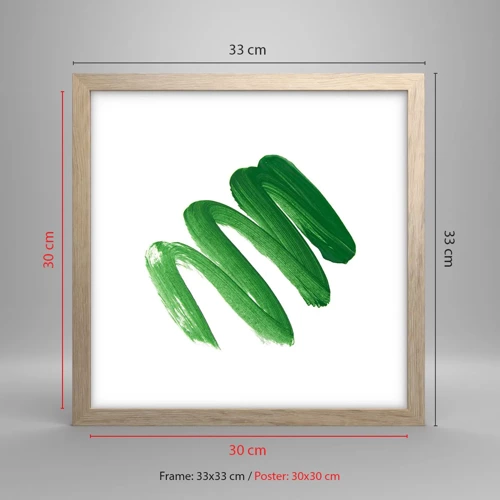 Een poster in een licht eiken lijst - Groene grap - 30x30 cm
