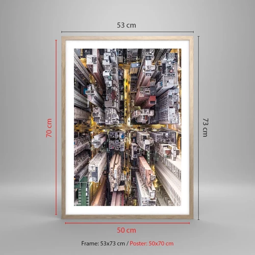 Een poster in een licht eiken lijst - Groeten uit Hong Kong - 50x70 cm