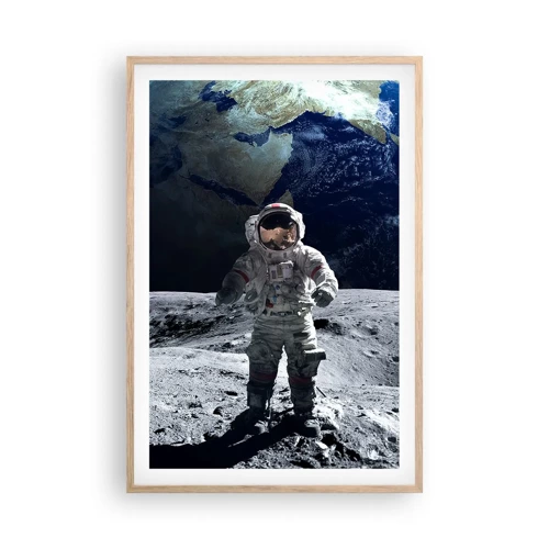 Een poster in een licht eiken lijst - Groetjes van de maan - 61x91 cm