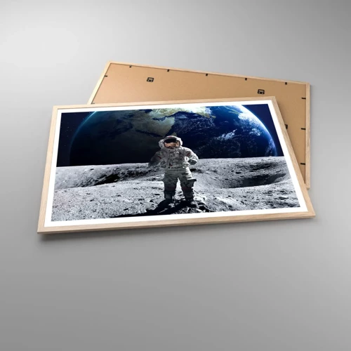 Een poster in een licht eiken lijst - Groetjes van de maan - 91x61 cm