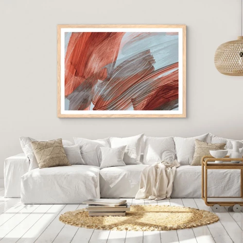 Een poster in een licht eiken lijst - Herfst en winderige abstractie - 50x40 cm