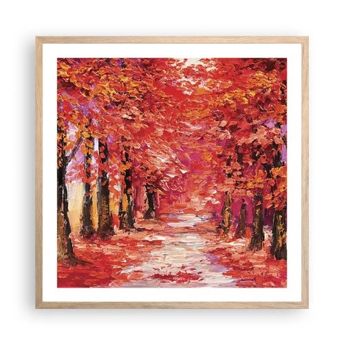 Een poster in een licht eiken lijst - Herfst impressie - 60x60 cm