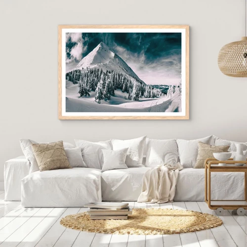 Een poster in een licht eiken lijst - Het land van sneeuw en ijs - 91x61 cm