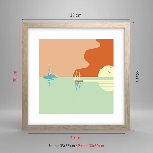 Een poster in een licht eiken lijst - Het perfecte zeelandschap - 30x30 cm
