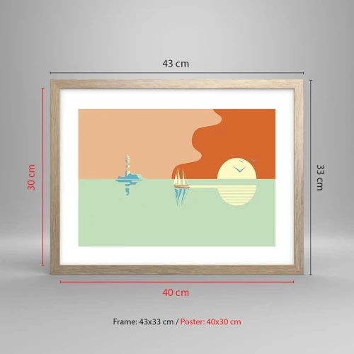 Een poster in een licht eiken lijst - Het perfecte zeelandschap - 40x30 cm