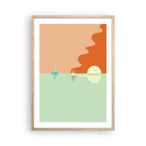 Een poster in een licht eiken lijst - Het perfecte zeelandschap - 50x70 cm