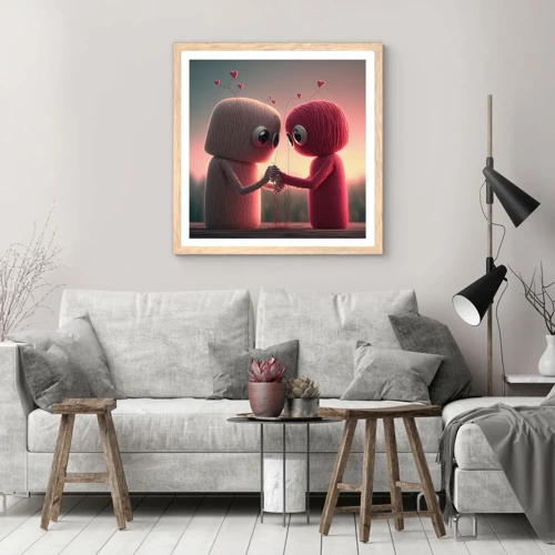 Een poster in een licht eiken lijst - Iedereen mag liefhebben - 30x30 cm