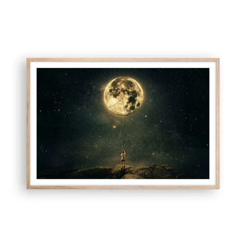 Een poster in een licht eiken lijst - Iemand die de maan heeft gestolen - 91x61 cm