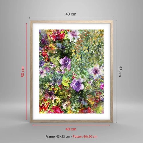 Een poster in een licht eiken lijst - In bloemen voor verderf - 40x50 cm