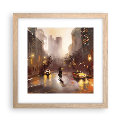 Een poster in een licht eiken lijst - In de lichten van New York - 30x30 cm