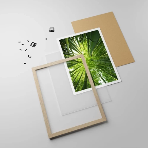 Een poster in een licht eiken lijst - In een bamboebos - 70x100 cm