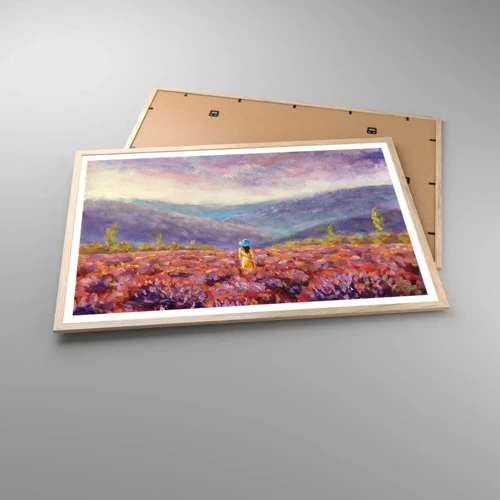 Een poster in een licht eiken lijst - In een lavendelwereld - 91x61 cm