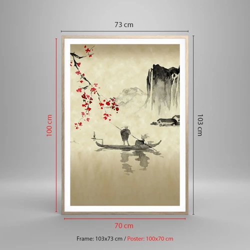 Een poster in een licht eiken lijst - In het land van de bloeiende kersenbomen - 70x100 cm