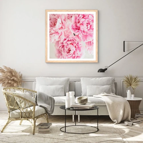 Een poster in een licht eiken lijst - In roze glamour - 30x30 cm