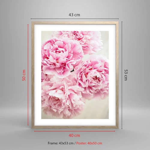 Een poster in een licht eiken lijst - In roze glamour - 40x50 cm