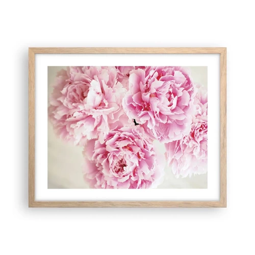Een poster in een licht eiken lijst - In roze glamour - 50x40 cm