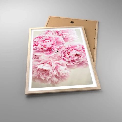 Een poster in een licht eiken lijst - In roze glamour - 50x70 cm