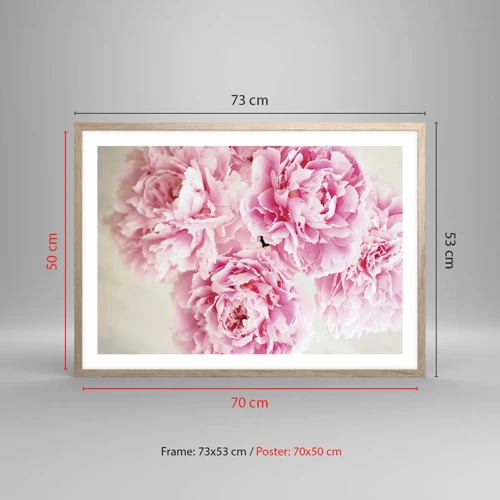 Een poster in een licht eiken lijst - In roze glamour - 70x50 cm