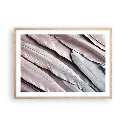 Een poster in een licht eiken lijst - In roze zilver - 70x50 cm