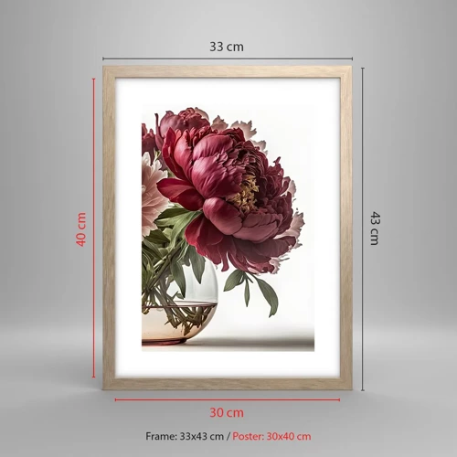 Een poster in een licht eiken lijst - In volle bloei van schoonheid - 30x40 cm