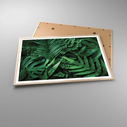 Een poster in een licht eiken lijst - Ineengedoken in het groen - 100x70 cm