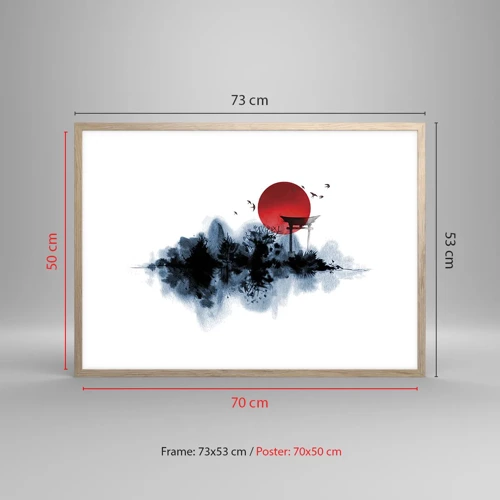 Een poster in een licht eiken lijst - Japanse weergave - 70x50 cm