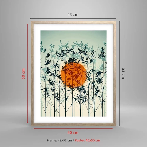 Een poster in een licht eiken lijst - Japanse zon - 40x50 cm
