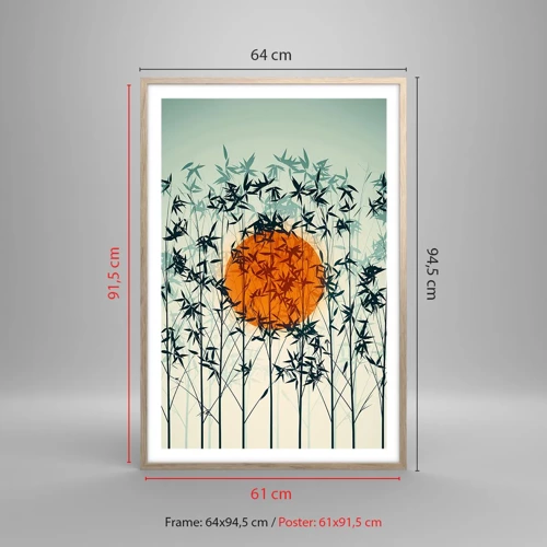 Een poster in een licht eiken lijst - Japanse zon - 61x91 cm