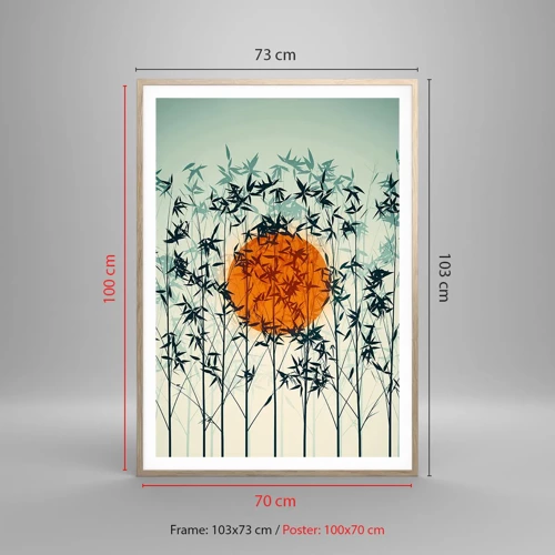 Een poster in een licht eiken lijst - Japanse zon - 70x100 cm