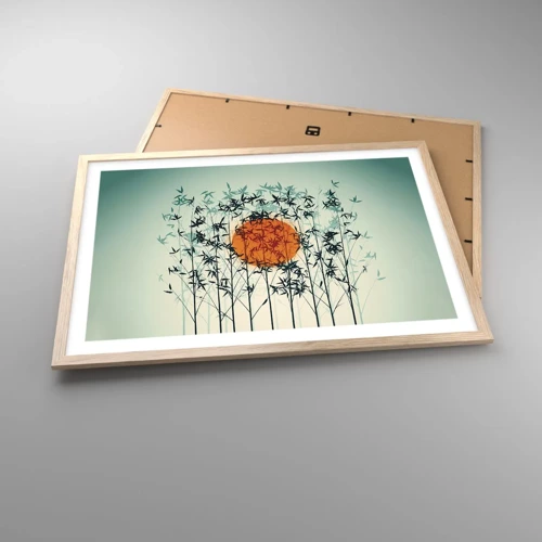 Een poster in een licht eiken lijst - Japanse zon - 70x50 cm