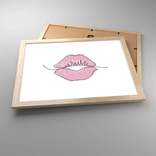 Een poster in een licht eiken lijst - Klaar om te kussen? - 40x30 cm