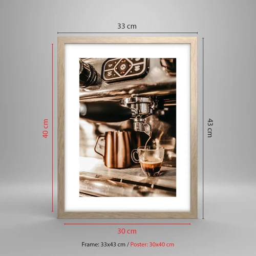 Een poster in een licht eiken lijst - Koffie gloed - 30x40 cm