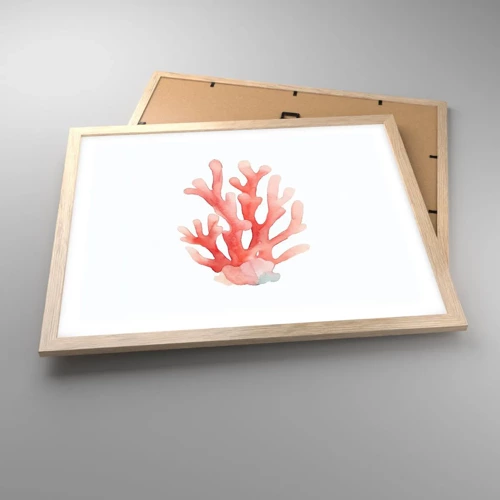 Een poster in een licht eiken lijst - Koraalkleurig koraal - 50x40 cm