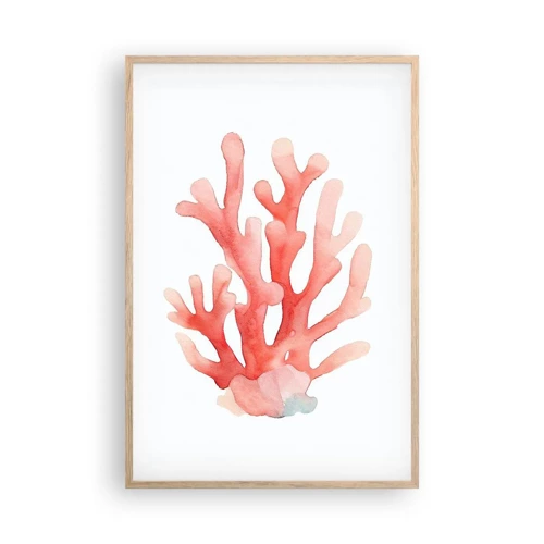 Een poster in een licht eiken lijst - Koraalkleurig koraal - 61x91 cm