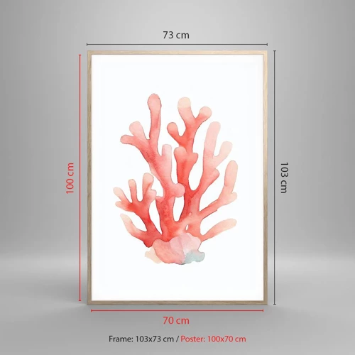 Een poster in een licht eiken lijst - Koraalkleurig koraal - 70x100 cm
